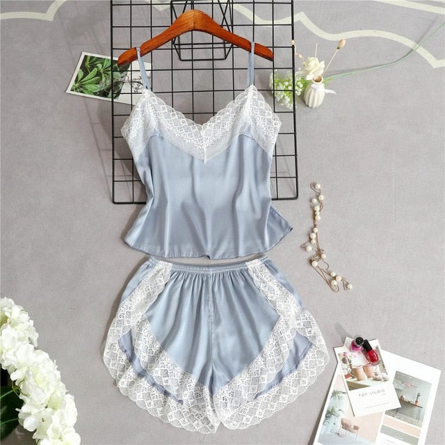 Sleepwear lace & satin pajama Lingerie-Avenue