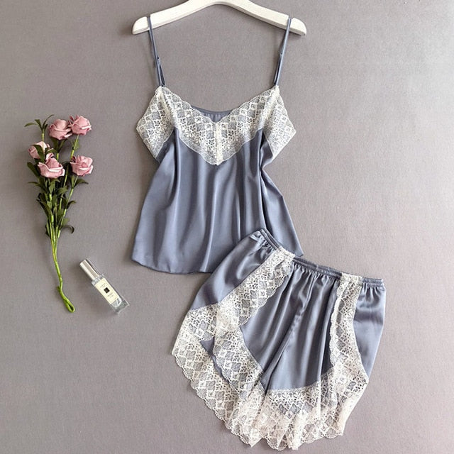 Sleepwear lace & satin pajama Lingerie-Avenue