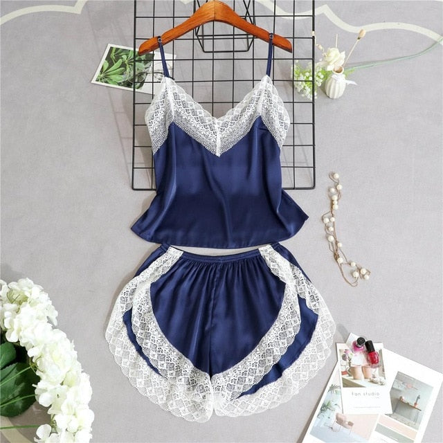 Sleepwear lace & satin pajama Lingerie-Avenue